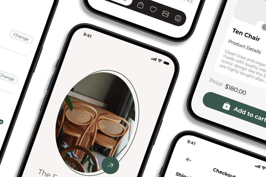 绿色极简家具移动端APP UI KIT素材包