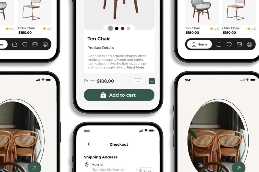 绿色极简家具移动端APP UI KIT素材包