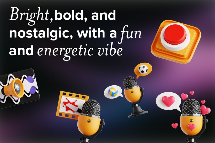 黄黑配色播客主题3D图标素材包