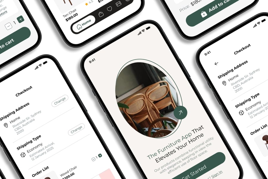 绿色极简家具移动端APP UI KIT素材包