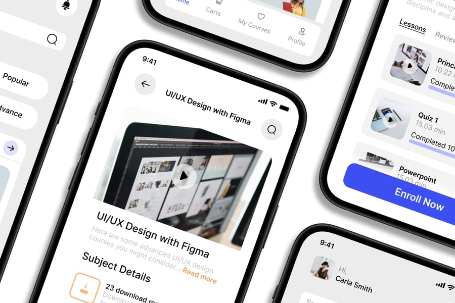 一套课程教育主题移动应用APP UI KIT素材包-2 一套课程教育主题移动应用APP UI KIT素材包