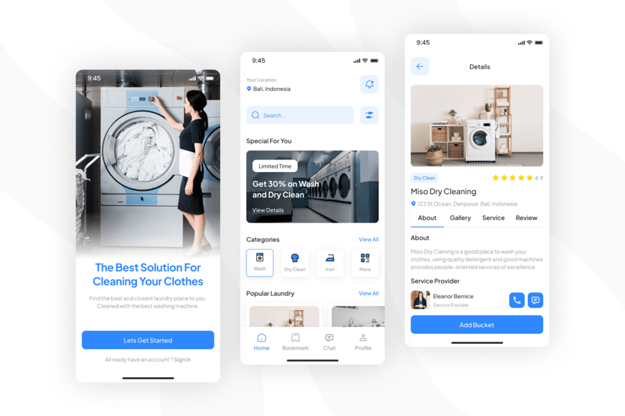 蓝色家具移动应用APP UI KIT素材包