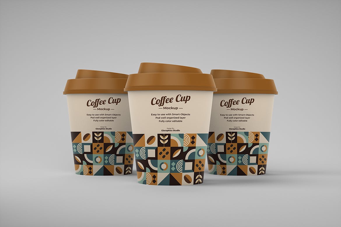 漂亮逼真的咖啡杯子PSD模型素材包