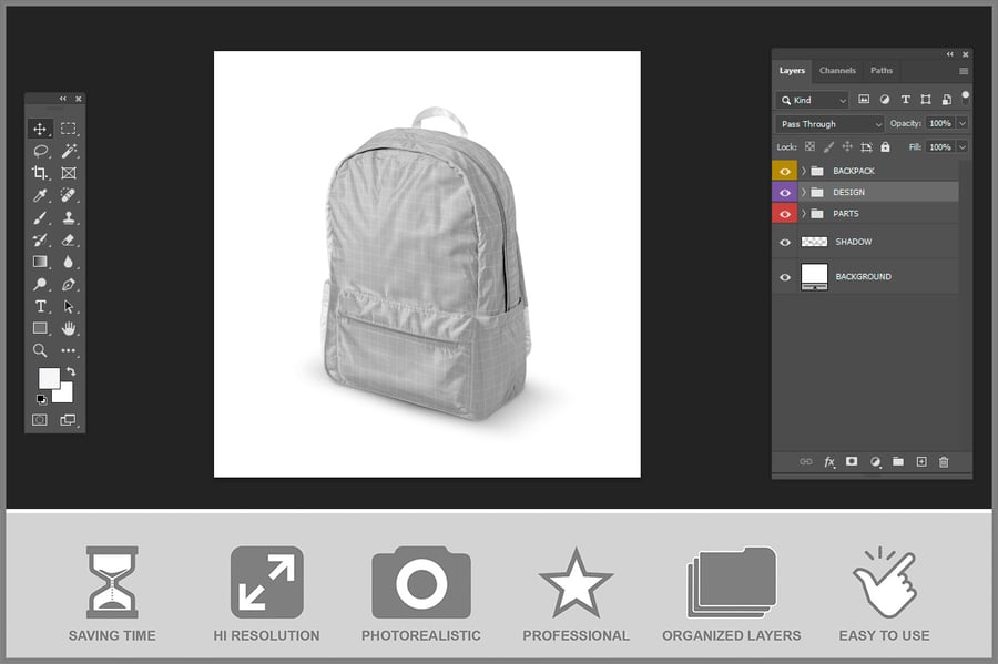 逼真自然的背包PSD样机素材包