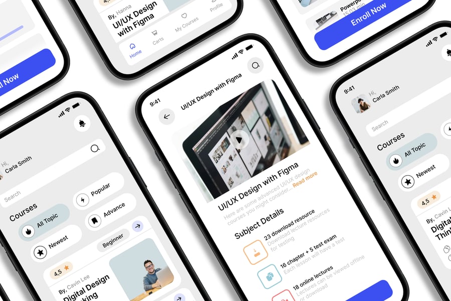一套课程教育主题移动应用APP UI KIT素材包-4 一套课程教育主题移动应用APP UI KIT素材包