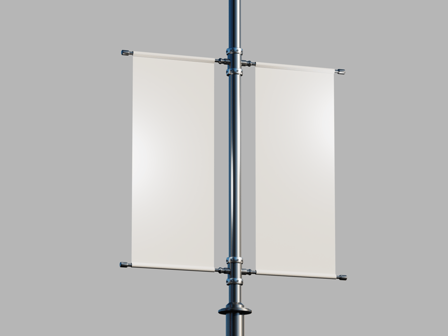 蓝天白云杆横幅PSD样机素材包