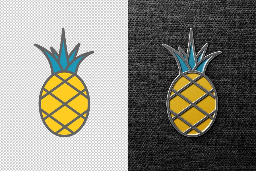 复古珐琅别针效果PSD样机素材