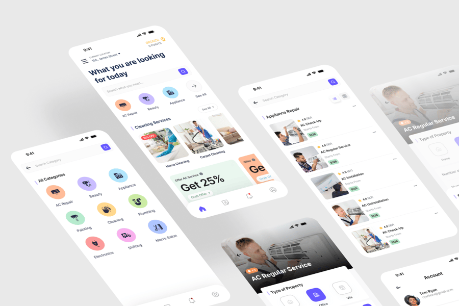 家庭服务应用APP UI Kit素材包