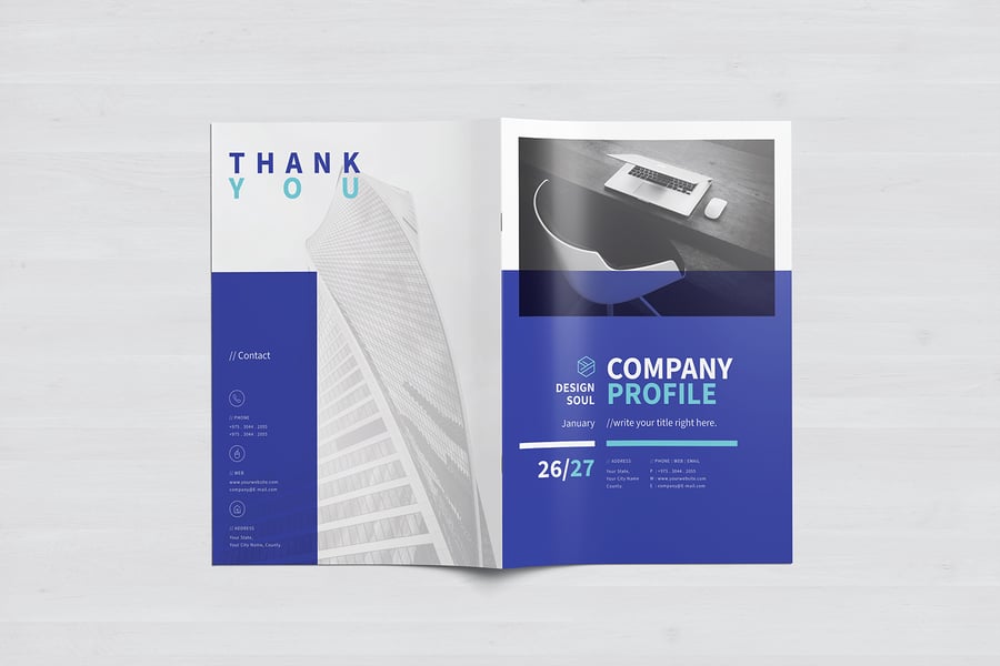 欧美风格蓝色简洁公司简介手册