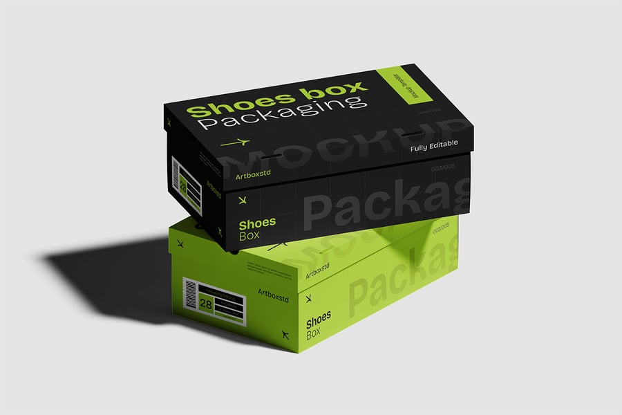 高级感满满的鞋盒包装PSD样机素材包