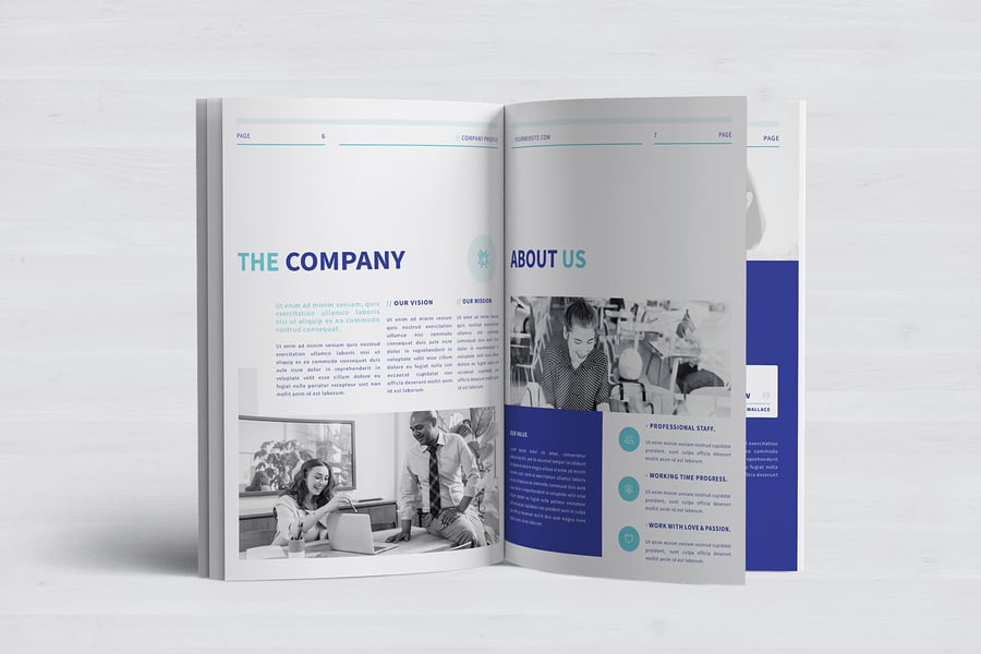 欧美风格蓝色简洁公司简介手册