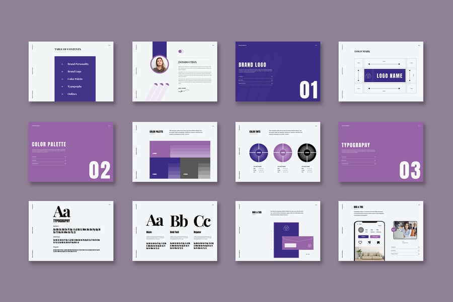 紫色品牌指南VI模板素材包-4 紫色品牌指南VI模板素材包