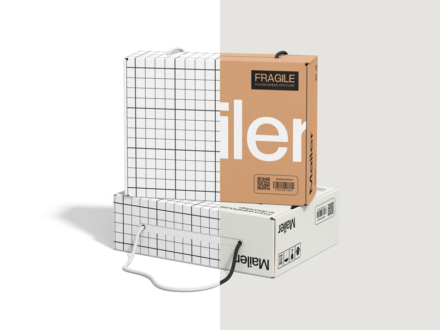 邮寄箱快递箱PSD样机素材包