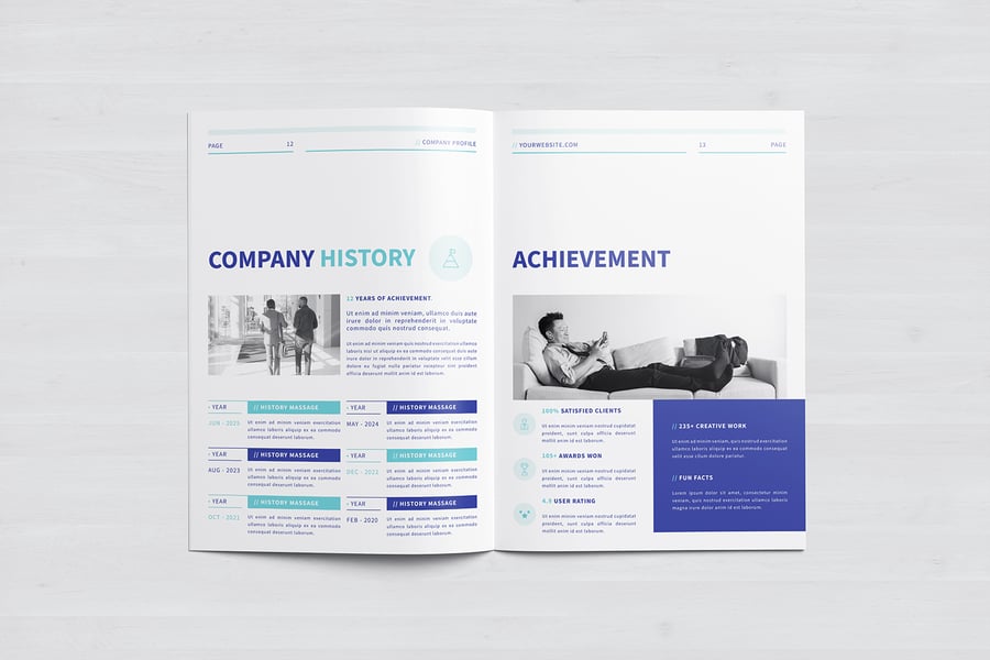 欧美风格蓝色简洁公司简介手册