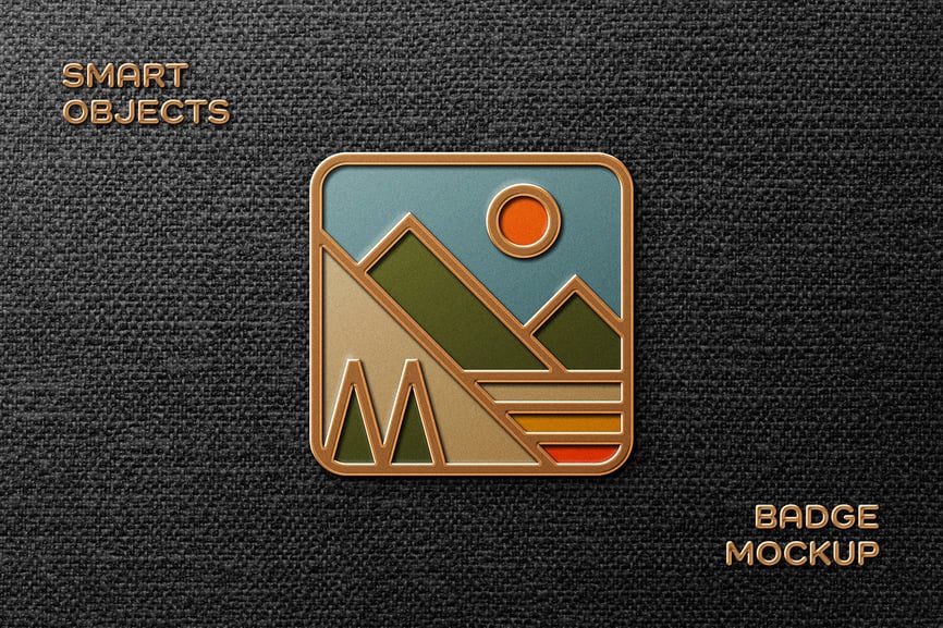 复古珐琅别针效果PSD样机素材