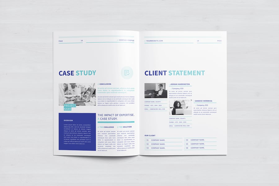 欧美风格蓝色简洁公司简介手册