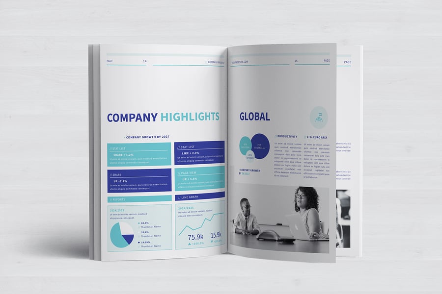 欧美风格蓝色简洁公司简介手册