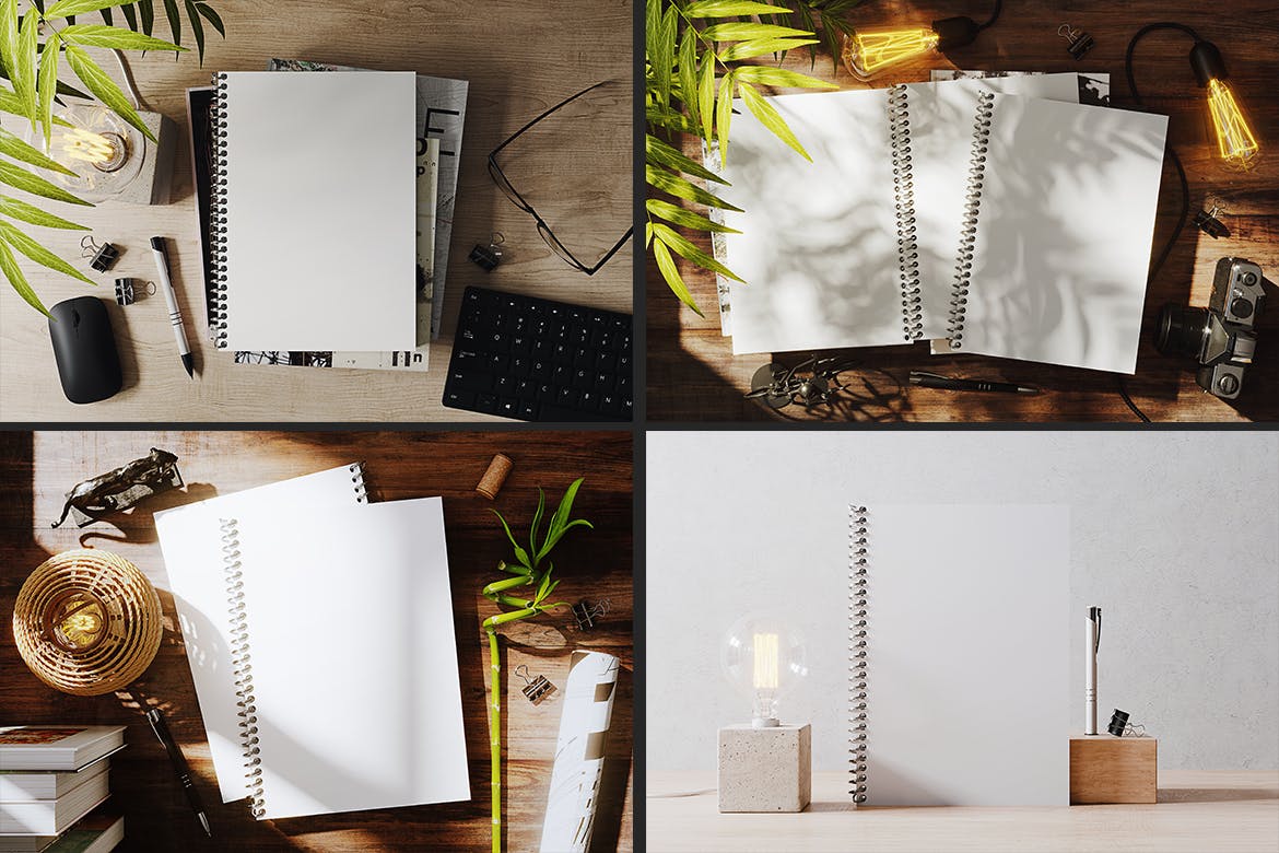 效果完美的А4螺旋线圈装订书PSD样机素材