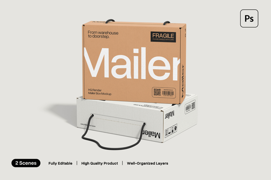 邮寄箱快递箱PSD样机素材包