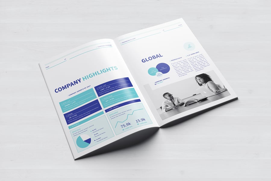 欧美风格蓝色简洁公司简介手册