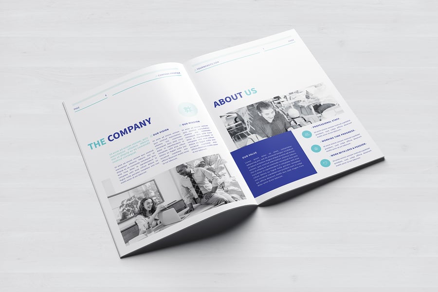 欧美风格蓝色简洁公司简介手册