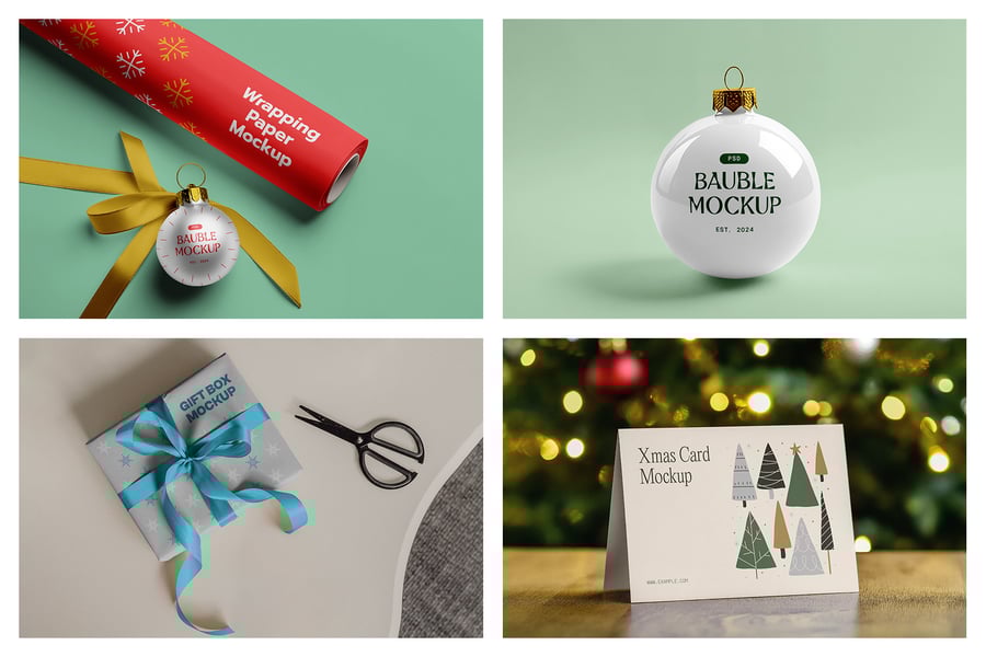 圣诞节元素模型PSD样机素材包