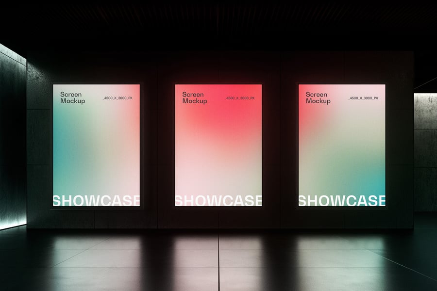 绚丽的画廊屏幕PSD样机素材包