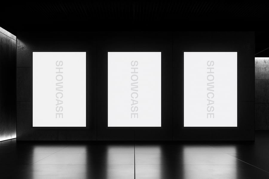 绚丽的画廊屏幕PSD样机素材包