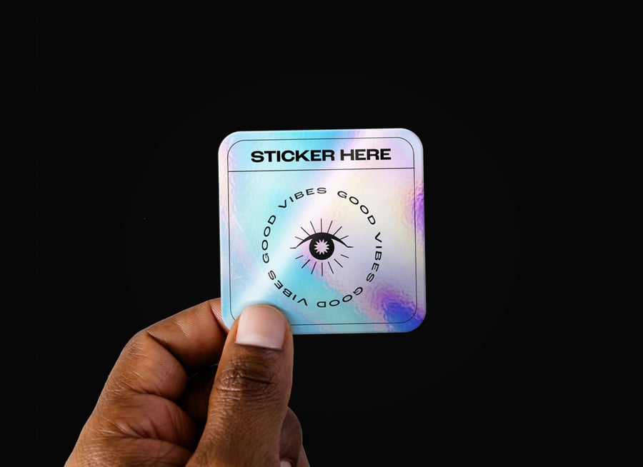 全息风格方形PSD贴纸素材包