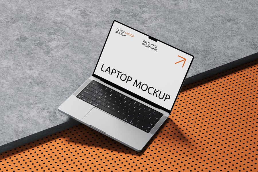 漂亮的3D背景笔记本电脑PSD样机素材包-5 漂亮的3D背景笔记本电脑PSD样机素材包