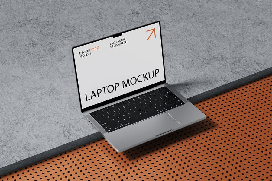 漂亮的3D背景笔记本电脑PSD样机素材包-3 漂亮的3D背景笔记本电脑PSD样机素材包