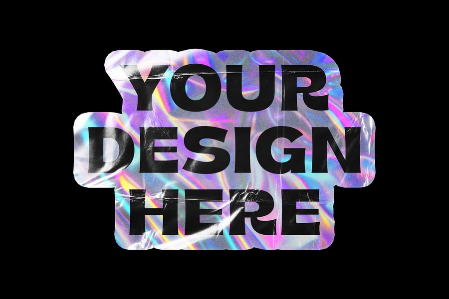 全息皱纹贴纸PSD样机素材包