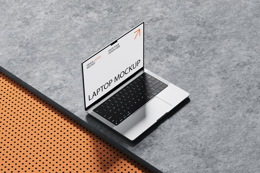 漂亮的3D背景笔记本电脑PSD样机素材包-4 漂亮的3D背景笔记本电脑PSD样机素材包