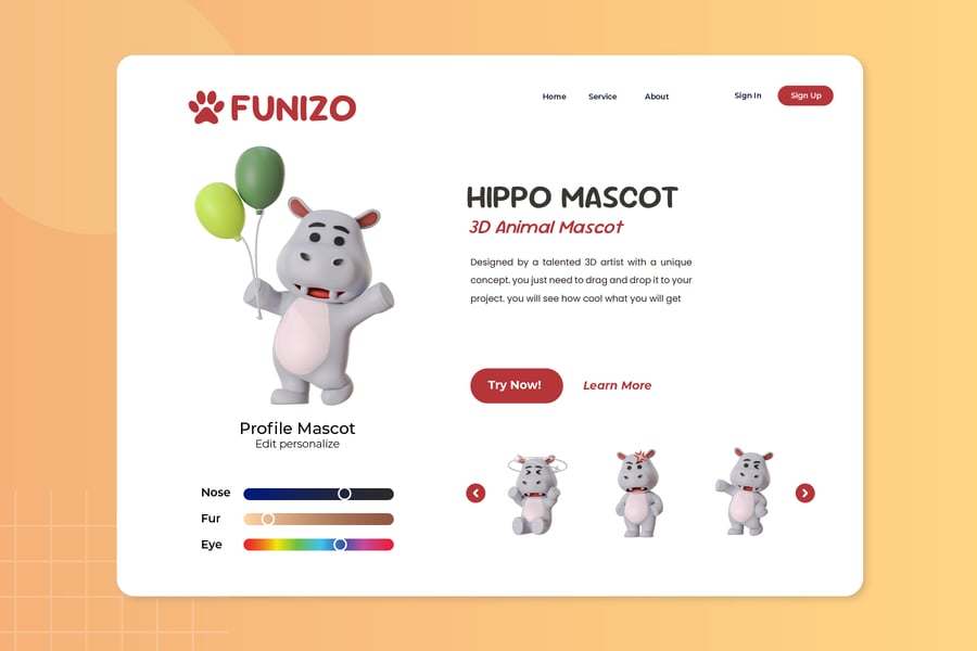 河马吉祥物动物3D卡通模型