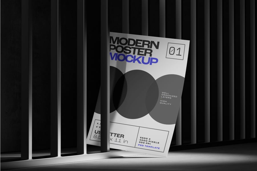 美国字母大小的现代海报样PSD样机素材包