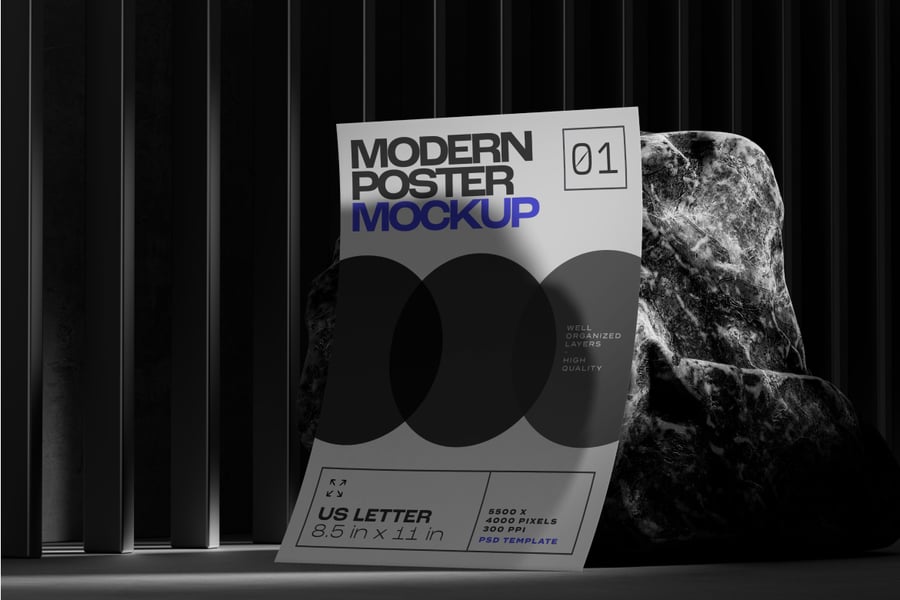 美国字母大小的现代海报样PSD样机素材包