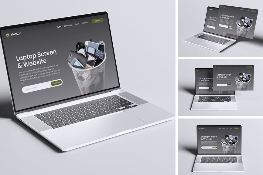 笔记本电脑屏幕PSD样机素材包