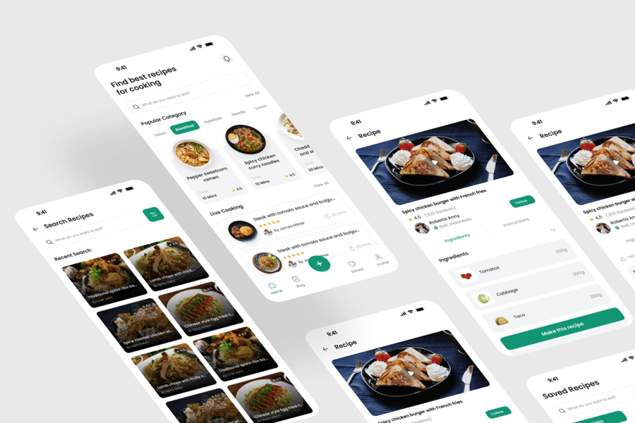 烹饪食谱应用APP UI KIT素材包-3 烹饪食谱应用APP UI KIT素材包