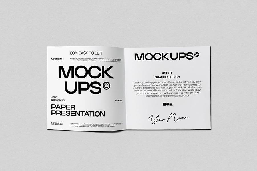 方形双折页PSD样机素材包-5 方形双折页PSD样机素材包