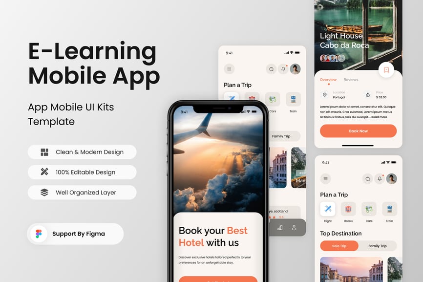 旅行预订移动应用APP UI KIT素材包-1 旅行预订移动应用APP UI KIT素材包