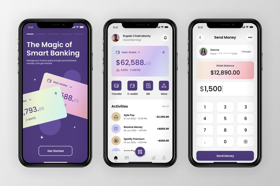 紫色银行金融主题移动应用APP UI KIT素材包