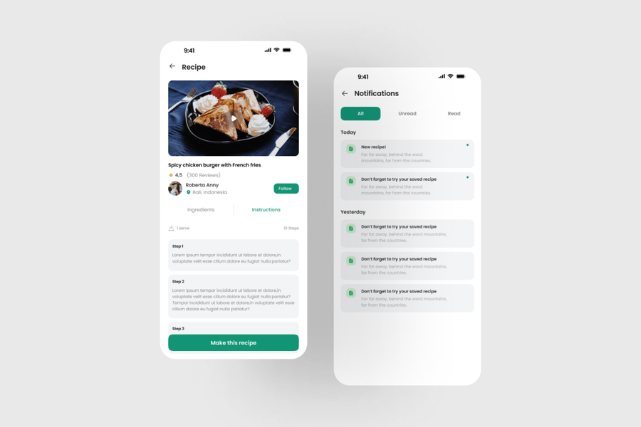 烹饪食谱应用APP UI KIT素材包-4 烹饪食谱应用APP UI KIT素材包
