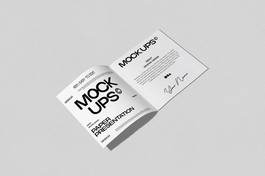 方形双折页PSD样机素材包-2 方形双折页PSD样机素材包