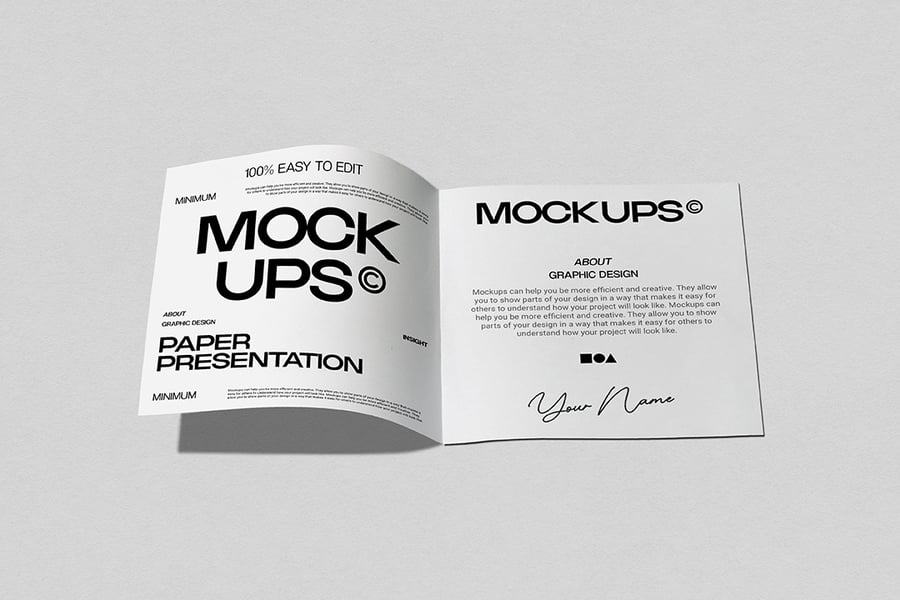 方形双折页PSD样机素材包-4 方形双折页PSD样机素材包