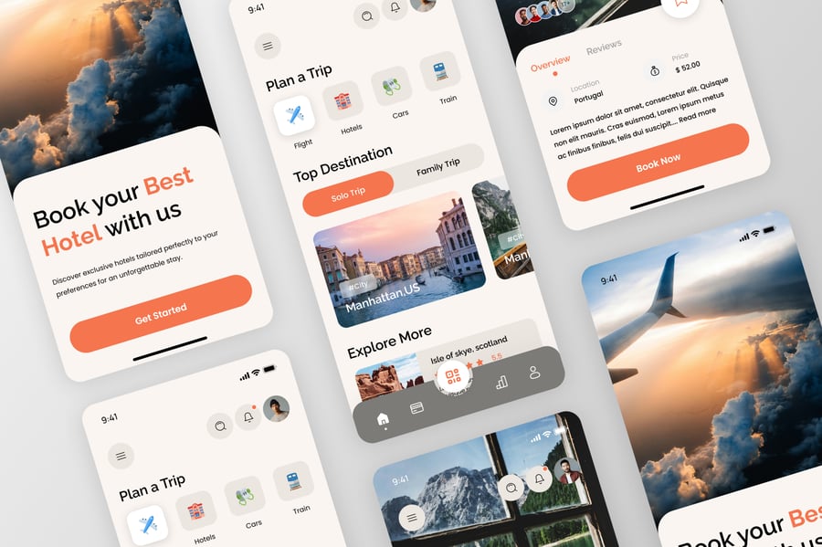 旅行预订移动应用APP UI KIT素材包-3 旅行预订移动应用APP UI KIT素材包