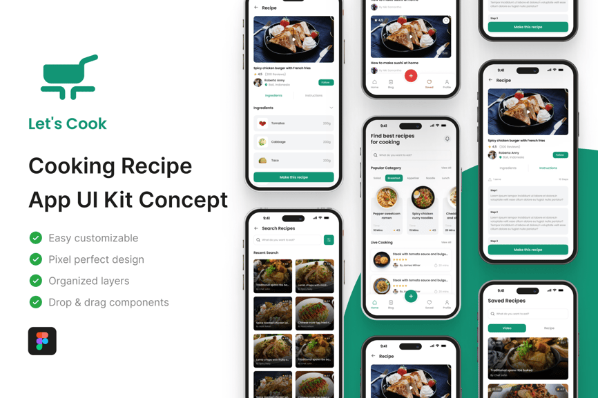 烹饪食谱应用APP UI KIT素材包-1 烹饪食谱应用APP UI KIT素材包