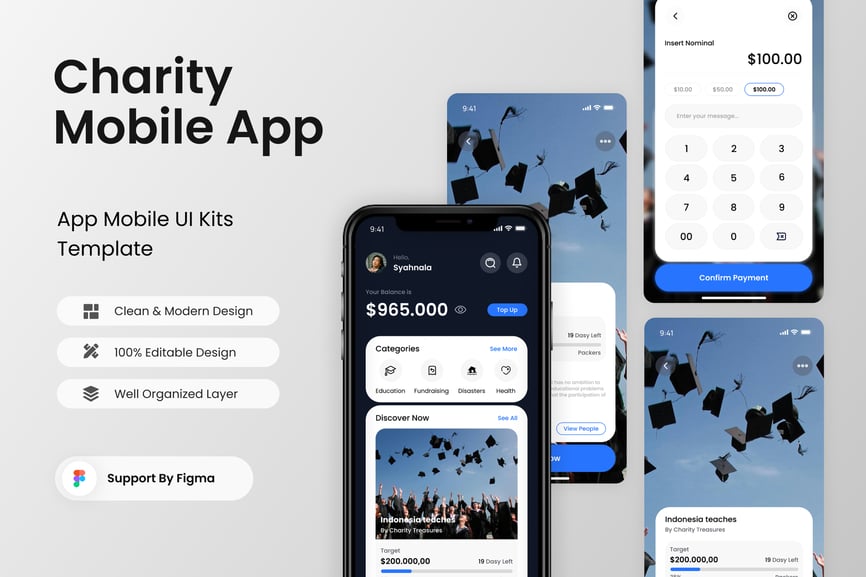 援助事业主题移动应用APP UI KIT素材包-1 援助事业主题移动应用APP UI KIT素材包