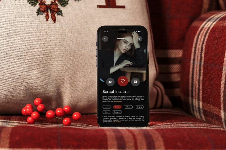 黑色现代约会应用APP主题UI界面素材包