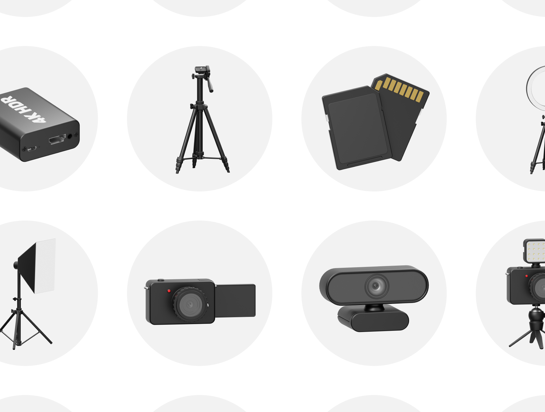 16个黑白电子数码设备3D图标素材包