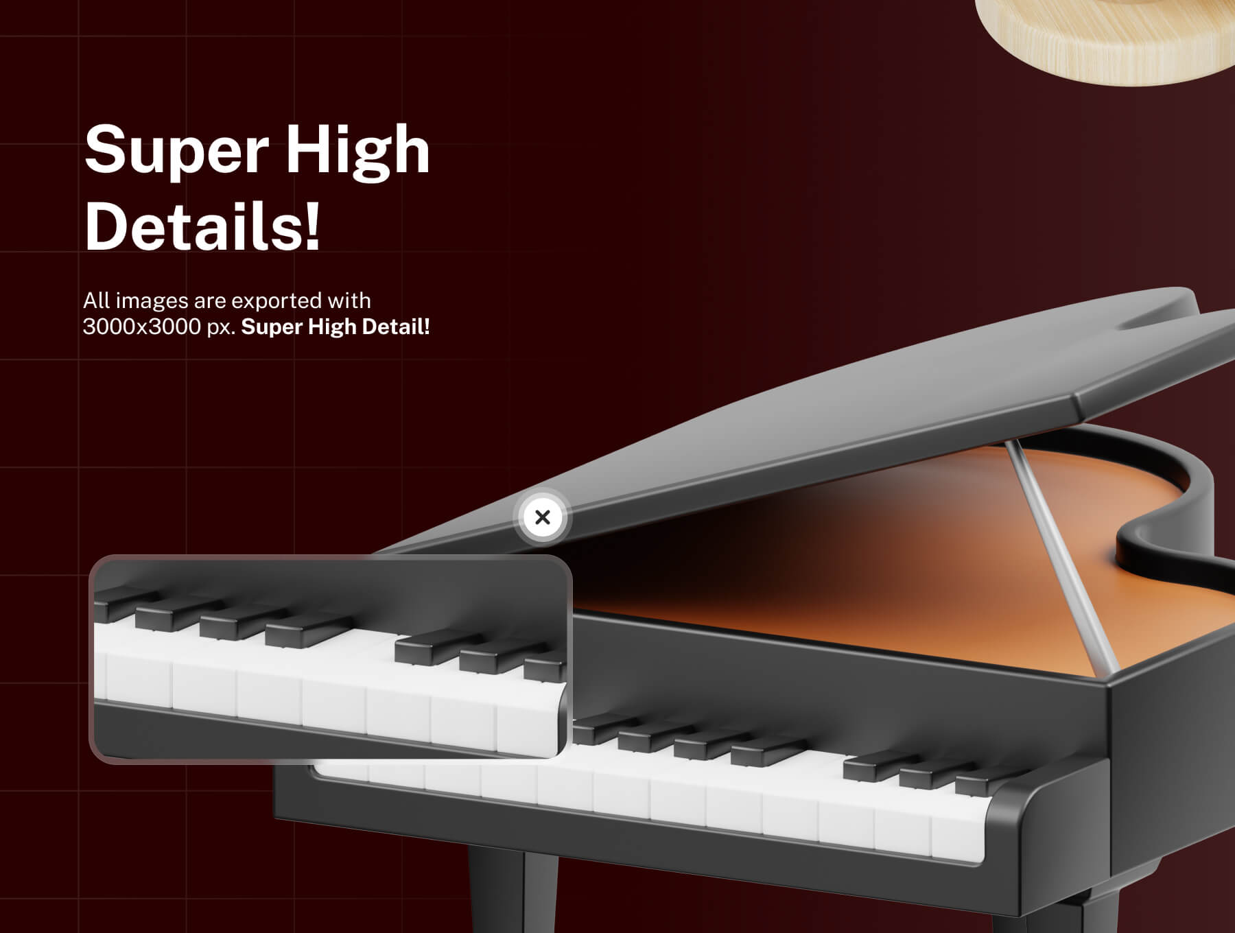 15个现成的乐器主题3D图标模型素材包